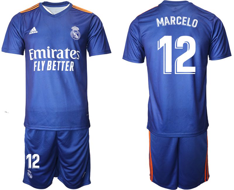 Men 2021-2022 Club Real Madrid away blue #12 Adidas Soccer Jersey->real madrid jersey->Soccer Club Jersey